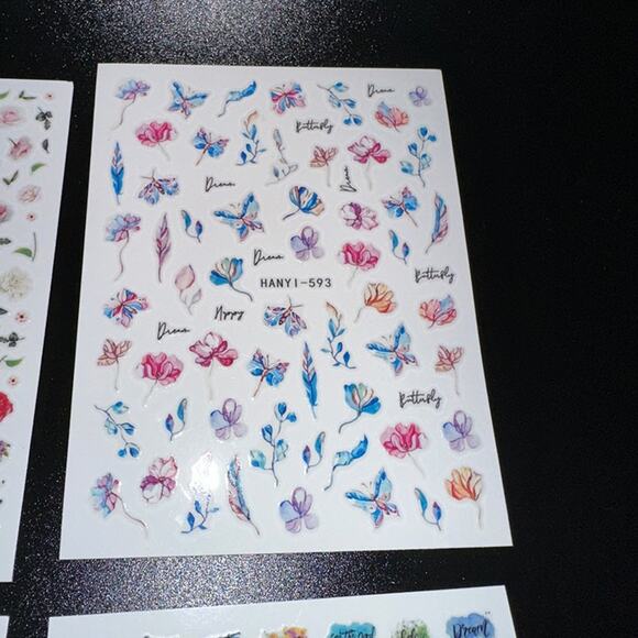 Cute and Fun! Nail Art Design Sticker Sheets - Flowers, Blue, Pink - Picture 4 of 5